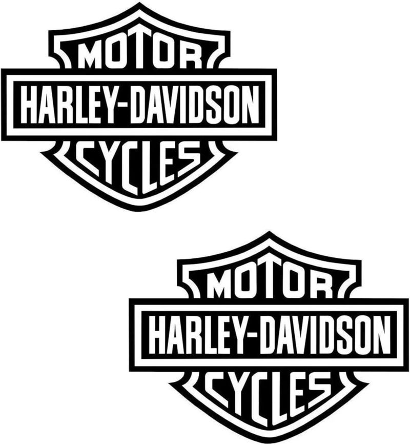 f&b decals Motorcycle bar and Shield Design Sticker Vinyl Decal #2 Piece Moto HD Club 3.5"x4.5" (Black/White) - Image 1